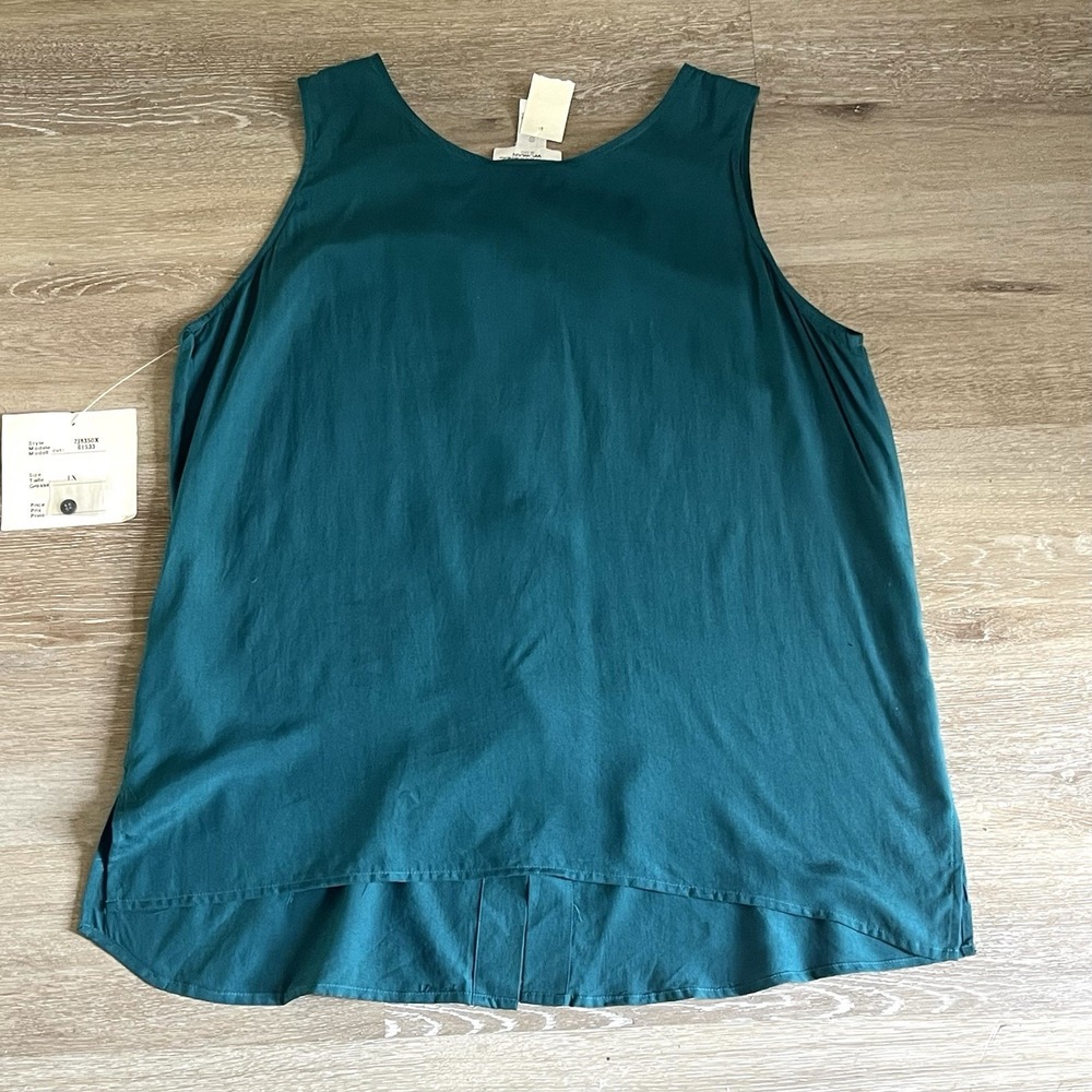 Casual Corner Washable Silk Sleeveless Top Women 1X Deadstock Teal Buttons NWT - Picture 8 of 8